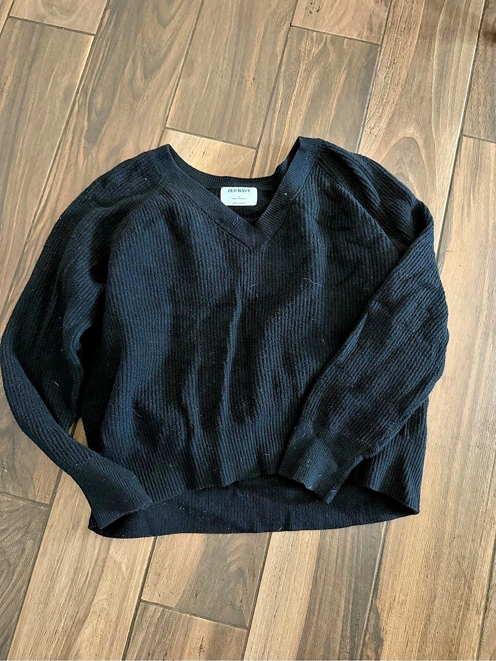 Old Navy Ribbed V-Neck Sweater Medium Black